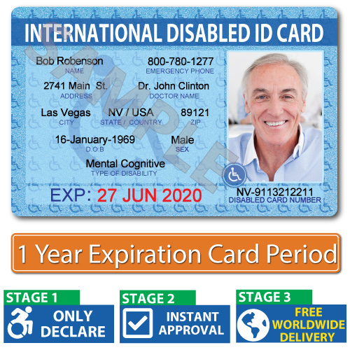 Documents representing a disability access card.